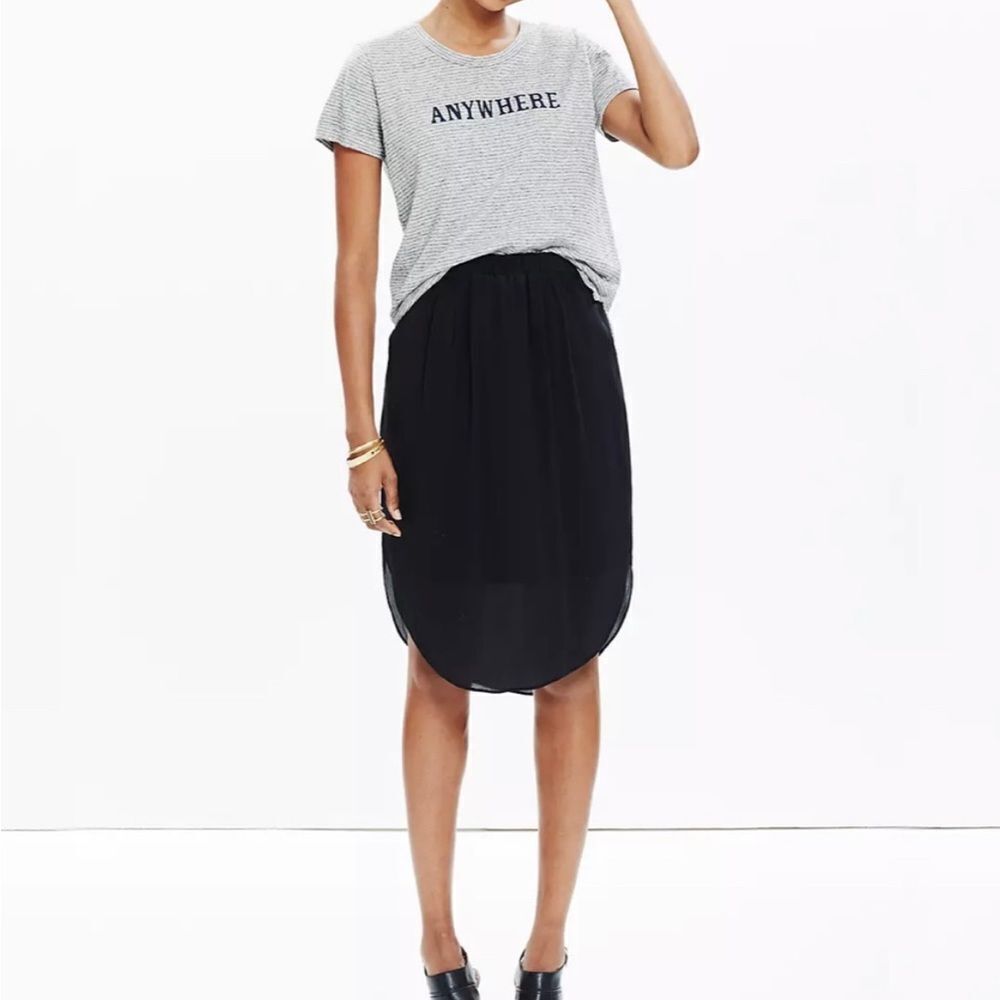 Madewell black silk island skirt